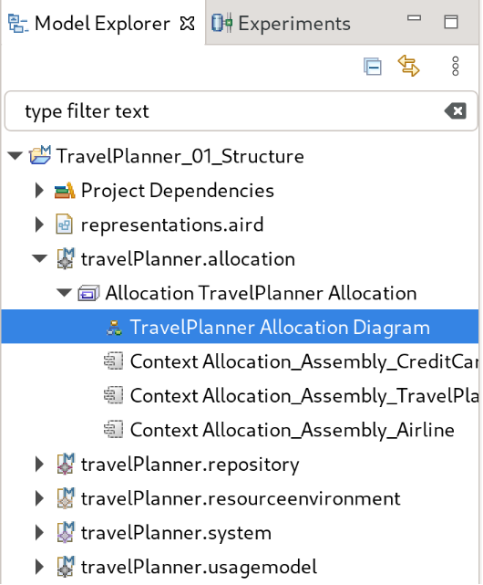 Model Explorer with expanded allocation model
