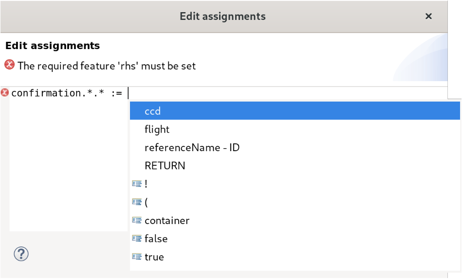 Editing support in assignments editor