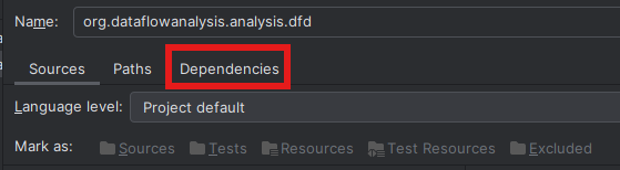 Location of the dependencies tab